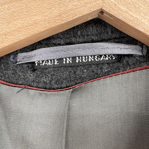 Vintage Teller Cashmere Coat Mens 46 Gray Double Breasted Long Overcoat Hungary - Picture 4 of 14